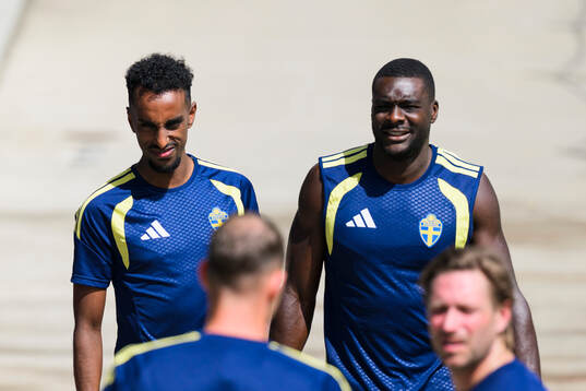 Taha Ali and Ken Sema of the Swedish national football team