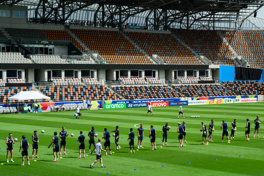 General view of the Swedish national football team at a