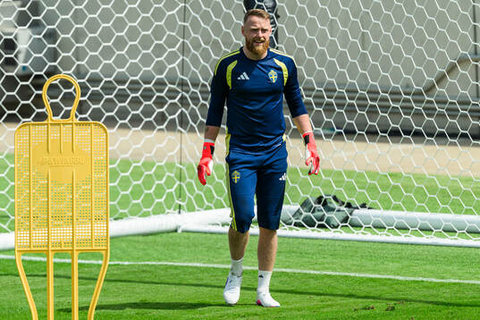 Goalkeeper Viktor Johansson of the Swedish national