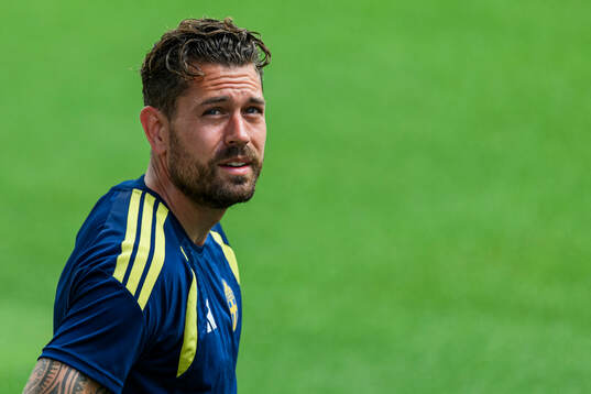 Goalkeeper Kristoffer Nordfeldt of the Swedish national