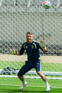 Goalkeeper Viktor Johansson of the Swedish national