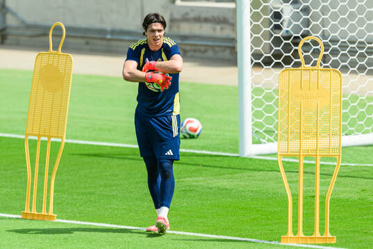 Goalkeeper Jacob Widell Zetterström of the Swedish