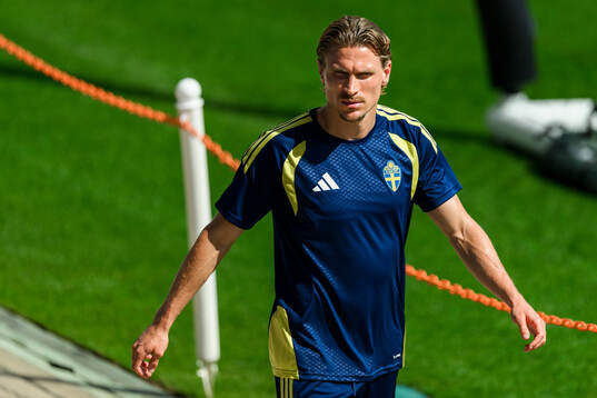 Carl Starfelt of the Swedish national football team at a