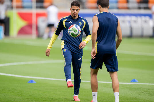 Yasin Ayari of the Swedish national football team at a