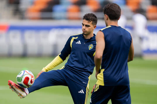 Yasin Ayari of the Swedish national football team at a
