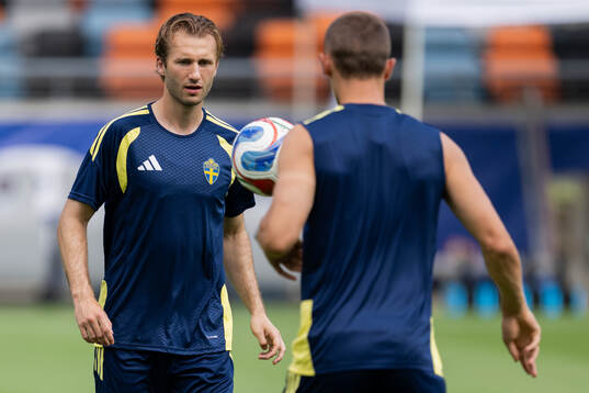 Benjamin Nygren of the Swedish national football team at a