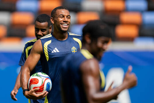 Isak Hien of the Swedish national football team at a