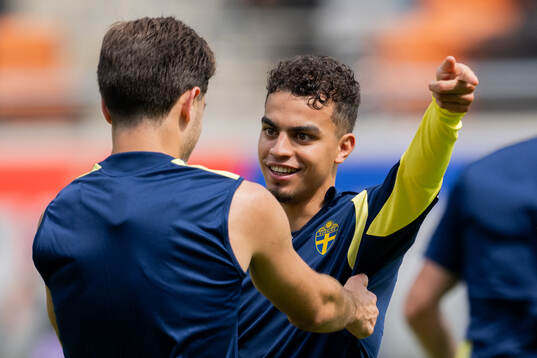 Yasin Ayari of the Swedish national football team at a
