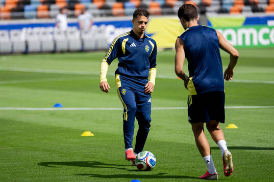 Yasin Ayari of the Swedish national football team at a