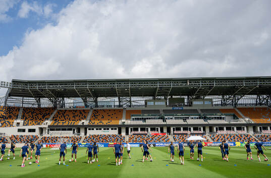 Players of the Swedish national football team at a training