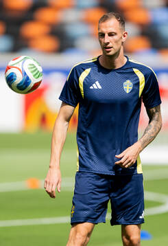 Gustaf Nilsson of the Swedish national football team at a
