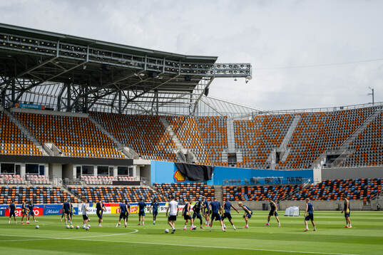 Players of the Swedish national football team at a training