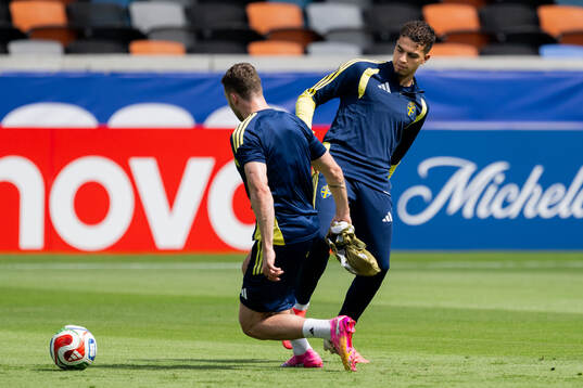 Yasin Ayari of the Swedish national football team at a
