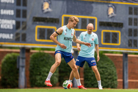 Martin Ødegaard and Fredrik Aursnes of the Norwegian