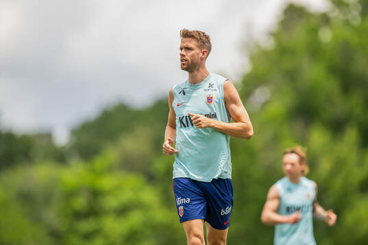 Kristoffer Ajer of the Norwegian national football team at