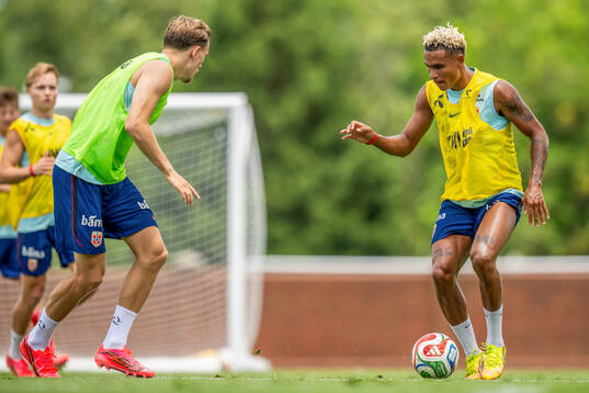 Antonio Nusa of the Norwegian national football team at a