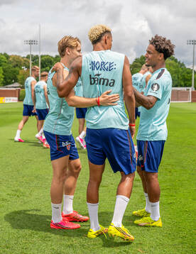 Andreas Schjelderup, Antonio Nusa and Oscar Bobb of the