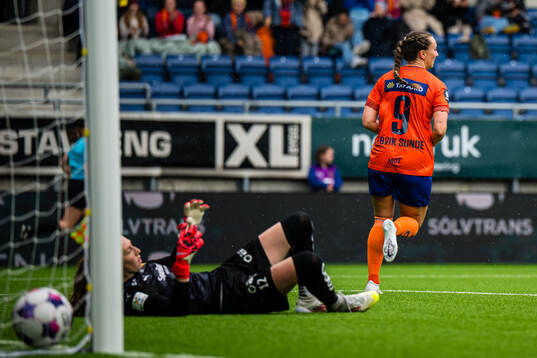 Katarina Dybvik Sunde of Aalesund celebrates
