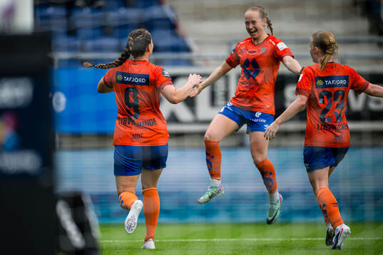 Katarina Dybvik Sunde of Aalesund celebrates