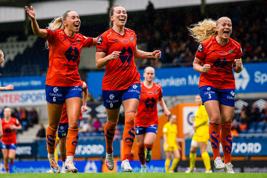 Katarina Dybvik Sunde of Aalesund celebrates