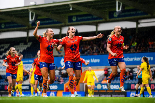 Katarina Dybvik Sunde of Aalesund celebrates