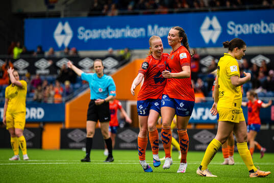 Katarina Dybvik Sunde of Aalesund celebrates