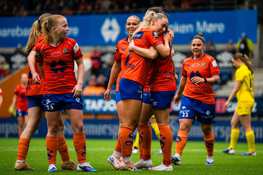 Katarina Dybvik Sunde of Aalesund celebrates