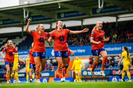 Katarina Dybvik Sunde of Aalesund celebrates