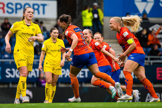 Katarina Dybvik Sunde of Aalesund celebrates