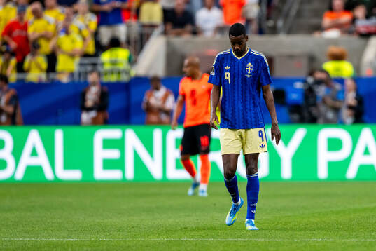 Alexander Isak of Sweden looks dejected