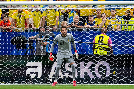 Goalkeeper Kristoffer Nordfeldt of Sweden