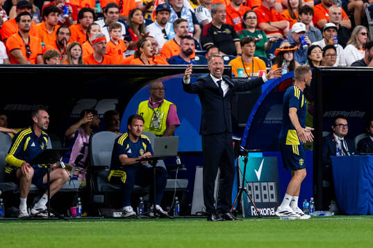 Head coach Graham Potter of Sweden reacts
