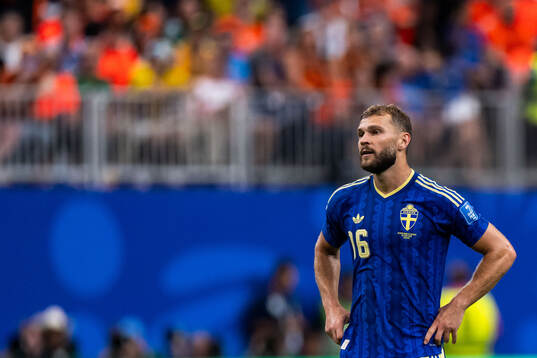 Jesper Karlström of Sweden looks dejected