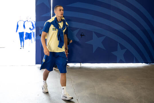 Gustaf Lagerbielke of Sweden arrives at Houston Stadium
