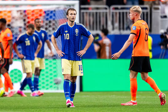 Benjamin Nygren of Sweden looks dejected