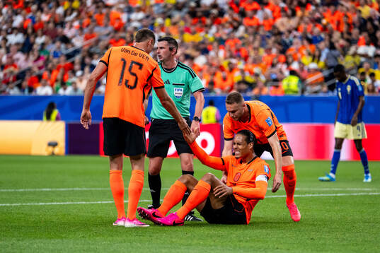 Virgil Van Dijk of Netherlands in pain