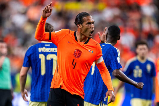 Virgil Van Dijk of Netherlands reacts