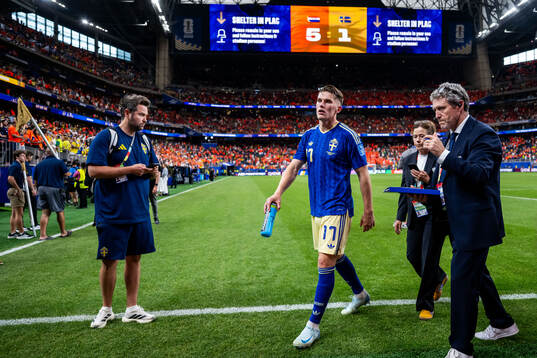 Viktor Gyökeres of Sweden looks dejected