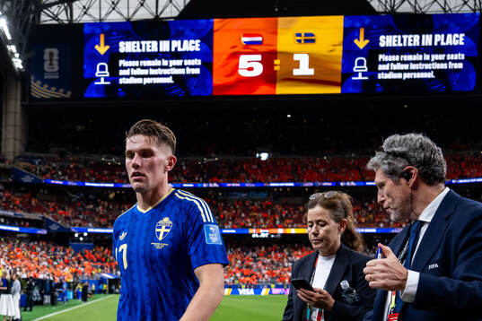Viktor Gyökeres of Sweden looks dejected