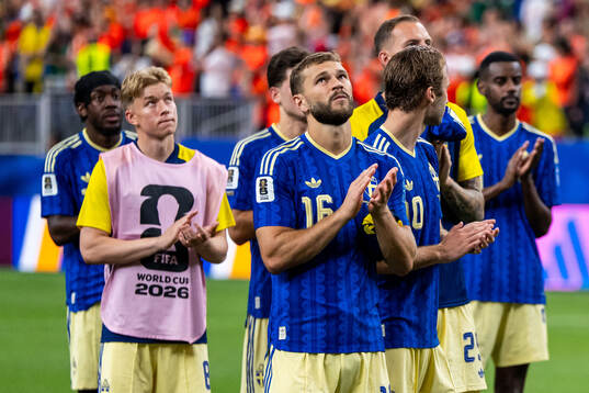 Jesper Karlström of Sweden looks dejected