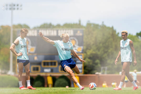 Martin Ødegaard, Erling Braut Haaland and Antonio Nusa of