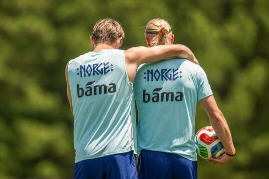 Sander Berge and Erling Braut Haaland of the Norwegian