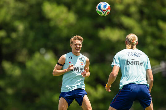 Martin Ødegaard and Erling Braut Haaland of the Norwegian