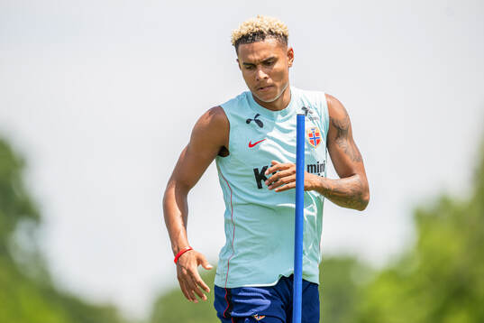 Antonio Nusa of the Norwegian national football team at a