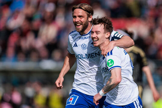 IFK Norrköpings Christoffer Nyman och Ryan Nelson jublar