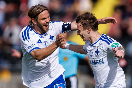 IFK Norrköpings Christoffer Nyman och Ryan Nelson jublar