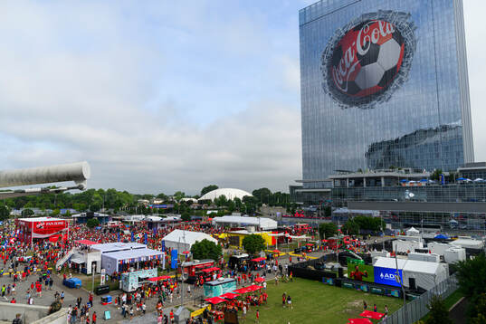 General view of the fan zone outside of Atlanta Stadium