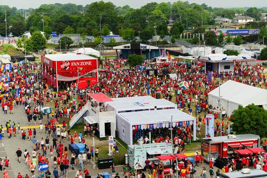 General view of the fan zone outside of Atlanta Stadium