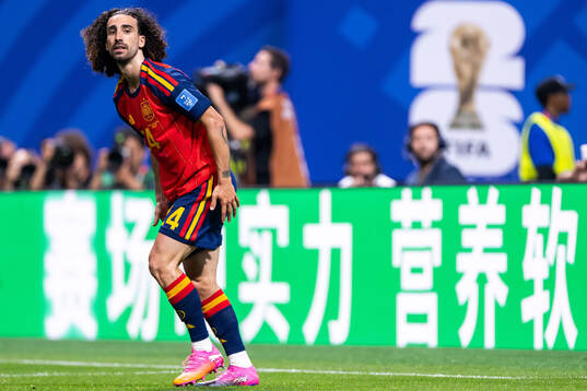 Marc Cucurella of Spain looks dejected