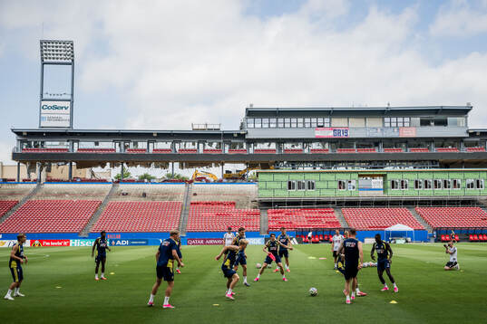 Players of the Swedish national football team at a training